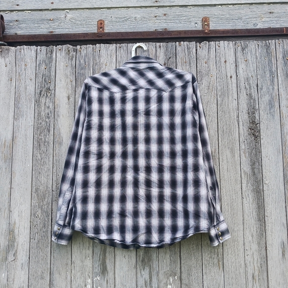 Vtg Wrangler Men’s Plaid Pearl Snap Western Cowboy Shirt Size Large USA - Picture 2 of 5